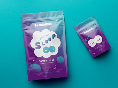 restful sleep gummy pops packaging design