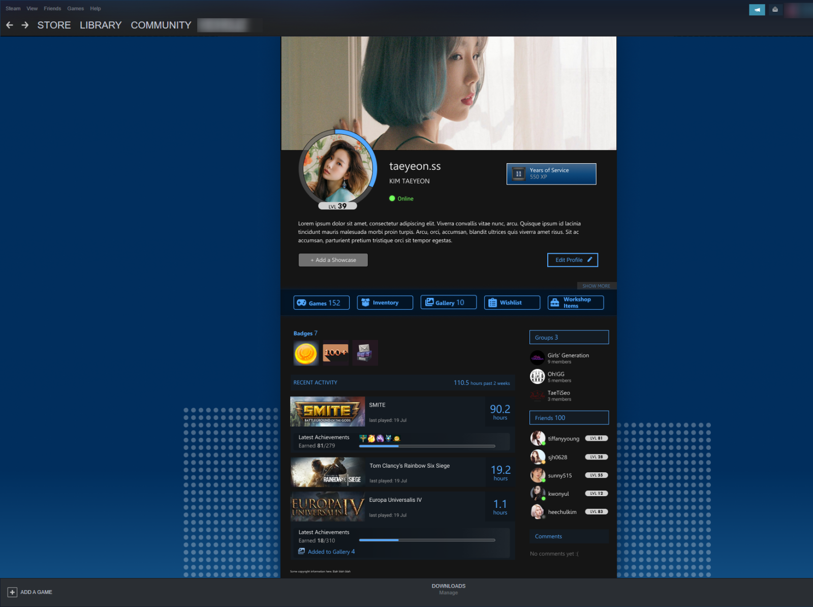 Dailyui006 User Profile Steam Profile Redesign Revised By Kimberley Chong On Dribbble