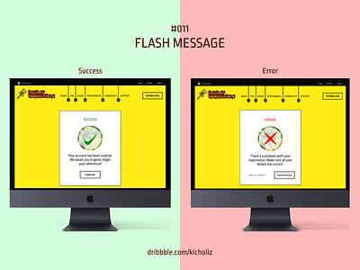 DailyUI 011 - Flash Message (Land of Headhunters) dailyui dailyui 011 desktop error flash message kenyalang sarawak success web app web design yellow
