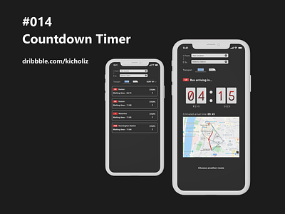 DailyUI 014 - Countdown Timer black countdown timer dailyui dailyui 014 dark mobile app mobile design transportation
