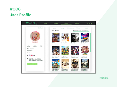 DailyUI #006 - User Profile dailyui design desktop game games mobile app pc profile ui user user profile video