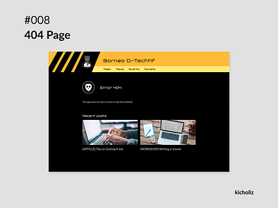 DailyUI #008 - 404 Page 404 branding community dailyui dark design desktop error illustration web design
