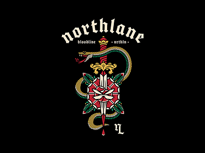 Northlane badge blackletter dagger design flash sheet gothic illustration rose snake tattoo tattoo flash trad tattoo vector