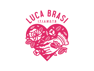 Luca Brasi badge band merch female hand hand heart illustration line love love heart rose roses tattoo tattoo flash trad tatoo vector