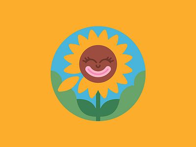 She loves me | Art badge cartoon character flower illustration leaves petals smiley face summer sun sun flower sunny vector