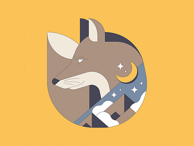 FOX apparel badge colour design fox illustration line mountain patch vector