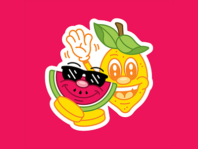 Dance Gavin Dance 1 cartoon character charm coins croc charms illustration lemon smile sunglasses watermelon