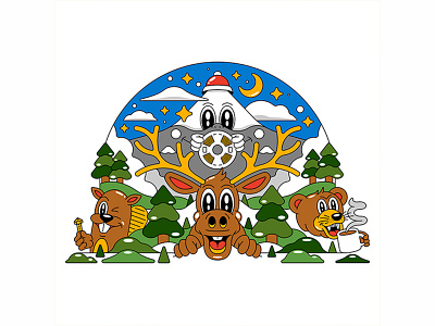 Canadian Filaments bear beaver coffee hills hills rocky mountain illustration mountains mouse trees winter