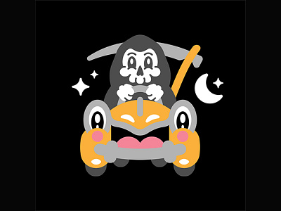 Reaper a day to remember apparel band merch car cartoon character design merch reaper scythe skeleton skull taxi vector