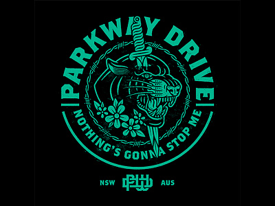 Parkway Drive barbed wire flowers panther parkway drive patch tattoo tattoo flash trad tatoo