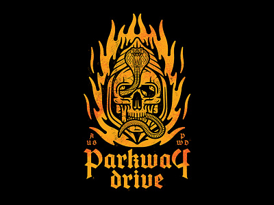 Parkway Drive fire flames parkway drive patch reaper reptile scales skeleton skull snake