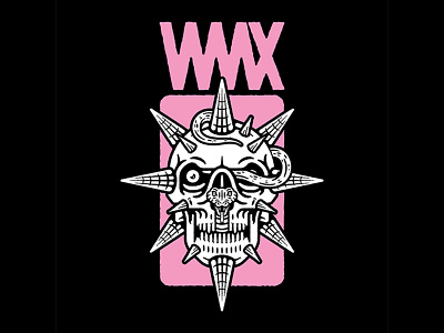 WAAX (Band) box logo patch reptile scales skull snake spikes streetwear waax