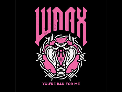 WAAX (Band) barbed wire cobra gothic patch reptile scales snake typography waax