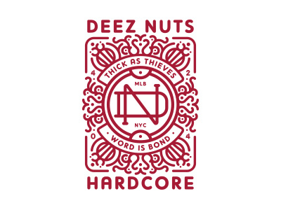 DEEZ NUTS deez nuts hardcore line monogram ornate singlewight vector word is bond worldwide