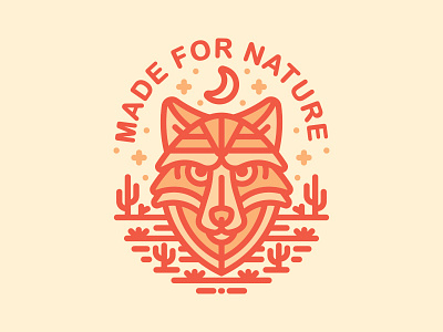 Made for nature badge cactus desert explore fox line moon single weight wanderlust wil