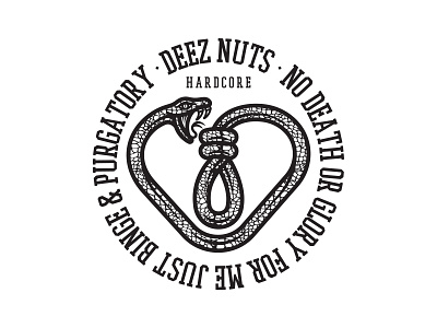 Deez nuts badge band merch love heart merch noose simple snake texture