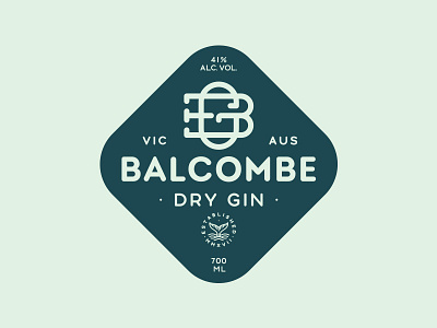 Balcombe Gin badge bottle branding gin label logo monogram whole