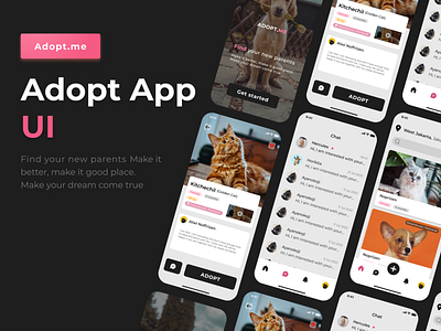 Adopt ui app adopt app adopt ui animal animal app cat desogn dog graphic design illustration nature pet adopt pet shop ui ui app ui design ui pet uiux