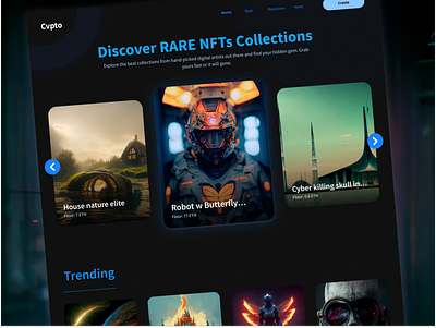 NFT Landing page Dark-mode branding crypto dark exchange graphic design landing landing page motion graphics nft portfolio trend ui uidesign uiux web web design web portfolio website