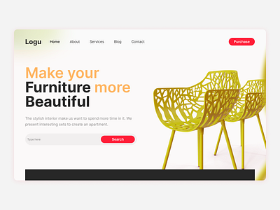 Furniture Landing Page Design branding clean design design furniture furniture website graphic design illustration landing page landing ui portfolio ui ui design uiux vector web [age website design