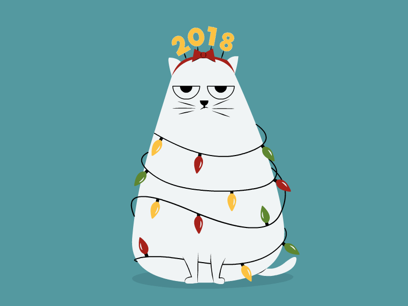 Happy Meow Year 2018 cat grumpy holidays new year