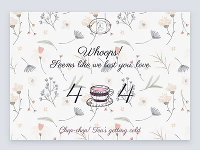 Maddest Hatter's Tea Website - Error 404 brits design flowers graphic design great britain motion graphics pattern tea tea time ui uidesign webdesign website