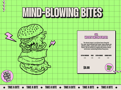 Coyote Burger - Diner & Fast Food House 90s branding burger colors design diner fast food graphic design illustration junk food motion graphics product page ui uidesign webdesign website