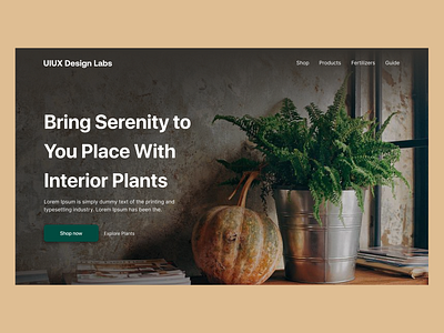 Interior plants ecommerce landing page