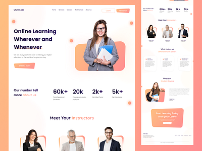 E-learning Landing Page UI Design 3d animation app design branding design elearning graphic design landing page lead generation lage learning logo motion graphics ui uiuxlabs ux