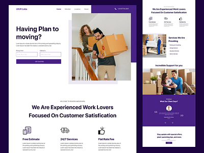 Packers and Mover Website Design cargo courier design fleet managemnt homepage movers and packers responsive solutions storage transport ui uiux uiuxlabs ux website