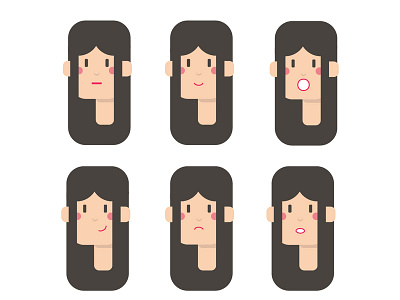 Girl Flat Art 2d character art character design charcater design emojis expressions face flat design flat character girl vector