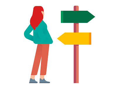 Lost directions girl hiking icon illustration lost pictogram redhead sign