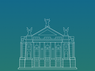 Lviv Opera architecture building illustration monoline opera theater