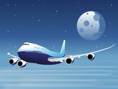 Boeing 747 aircraft airplane boeing boeing747 flight illustration moon plane sky