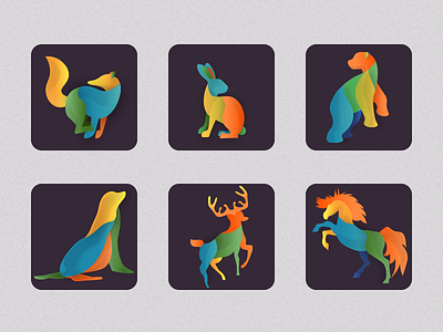 Animals Icons animals bear colorful deer fox gradient horse icons rabbit season style worldwild