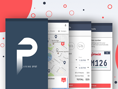 Parking Spot App android application booking design google interface material mobile parking spot ui vehicle