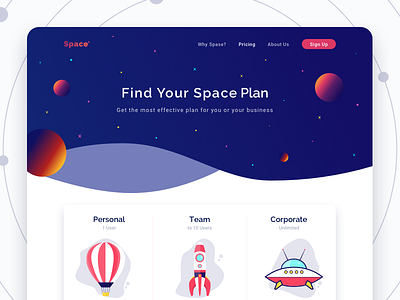 Pricing Page — Space corporate desktop landing personal plans pricing space storage team web