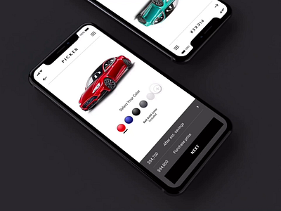 Customized Color for Tesla adobexd animation app car app change color colorpicker colorscheme explore ios iteration minimal mobile mockup motion tesla vehicle design xddailychallenge