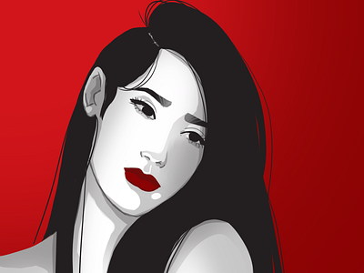 Elle pense draw hair illustration photoshop red simple woman woman illustration