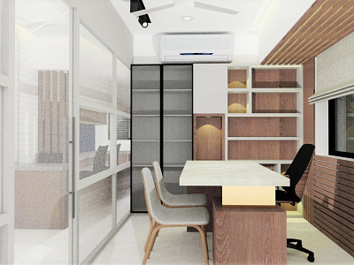 The Minimal Cubicle : Director's Cabin design interior design sketchup vray