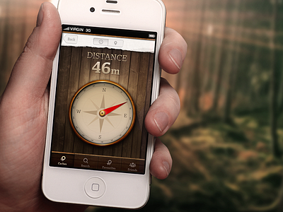 Geocaching app app compass design distance geocoaching ios iphone radziu