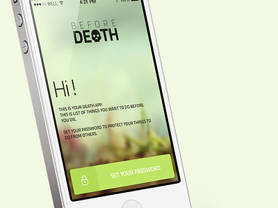 Before Death apple bucket design iphone list lock password radziu ui ux