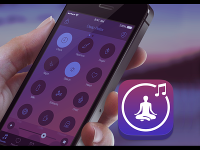 Deep Relax app apple application interface ios7 iphone meditation radziu ui ux