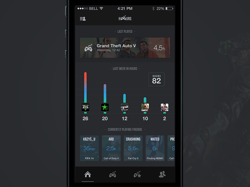 Hours Gaming app animation app apple cracow games interface ios iphone mobile radek skrzypczak ui ux