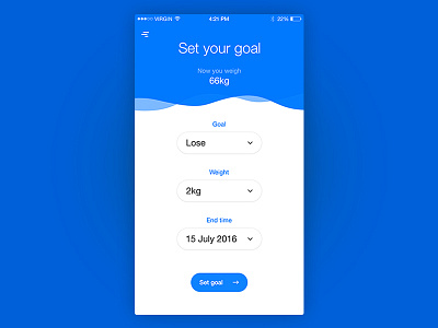 Set your goal app application dashboard design fit goal interface iphone slim ui ux weight