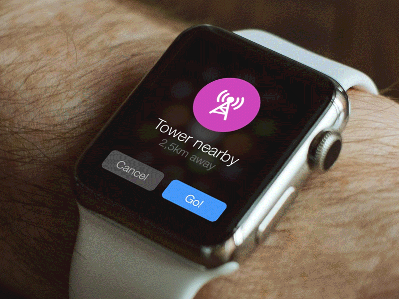 Tower nearby -  Watch notification animation app apple watch application design notification push tower travel ui ux watch