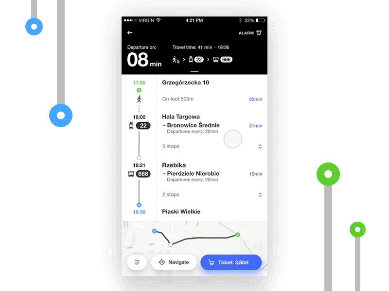 Public transport - route screen animation app application departure design interface ios iphone mobile route transport ui