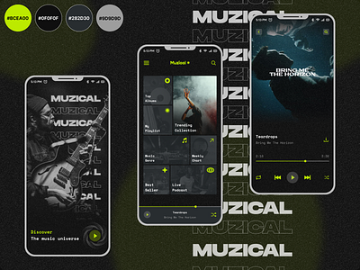 Muzical - Music App Concept app app design design graphic design mobile mobile app music music app music player music player app ui ui design uiux user interface ux
