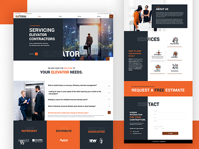 Elevator Landing Page Design Concept app branding contact creative illustration interface landing layout design minimal product design service template theme design trend ui uidesign ux website