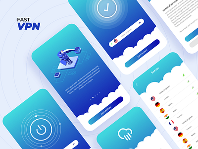 VPN App UI Design Concept app design app ui clean design figma illustration ios app design mobile app design proxy server speed ui ux vector vpn
